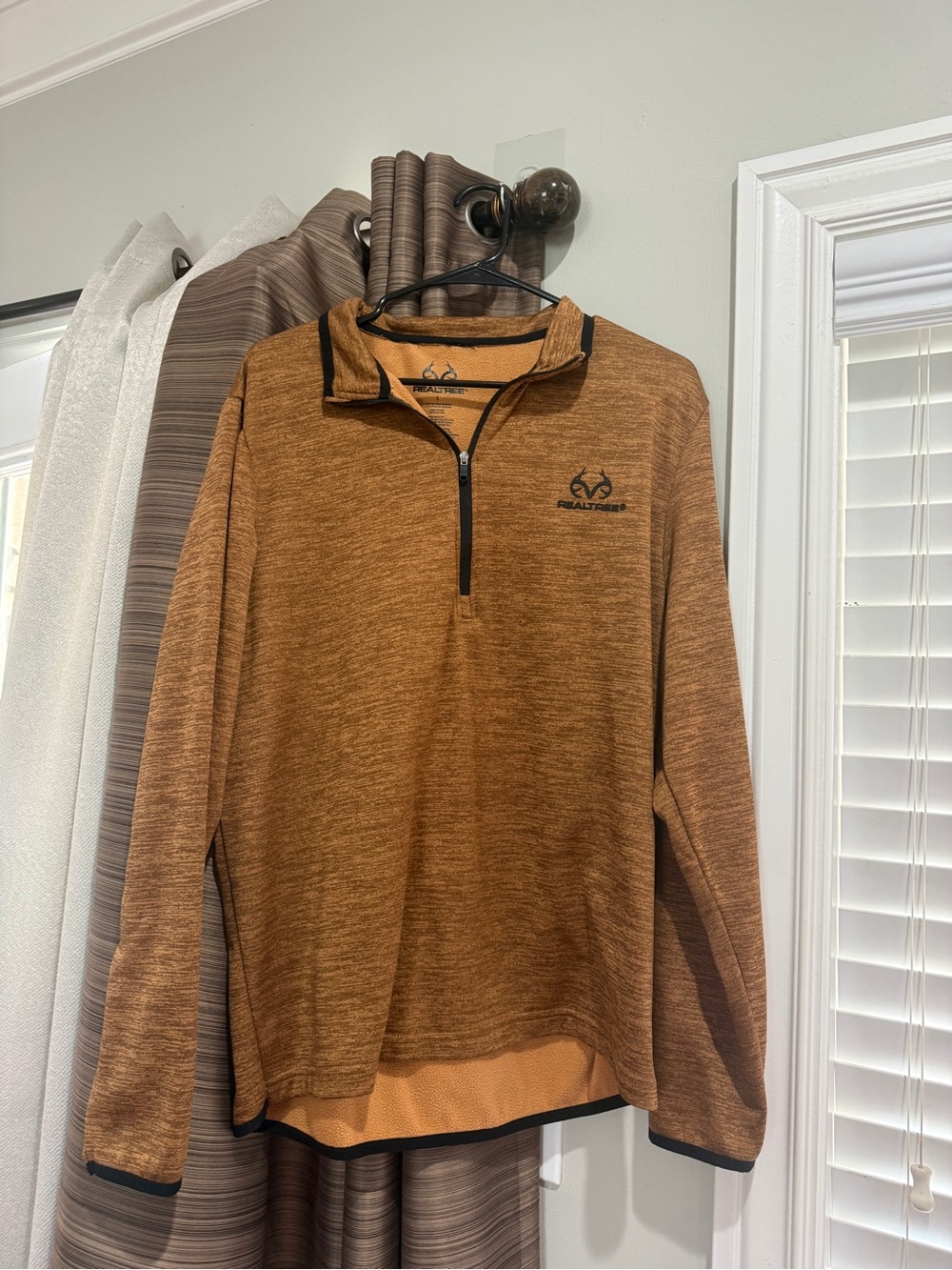 Realtree Men's Zip-Up Pullover Sweater in Burnt Orange